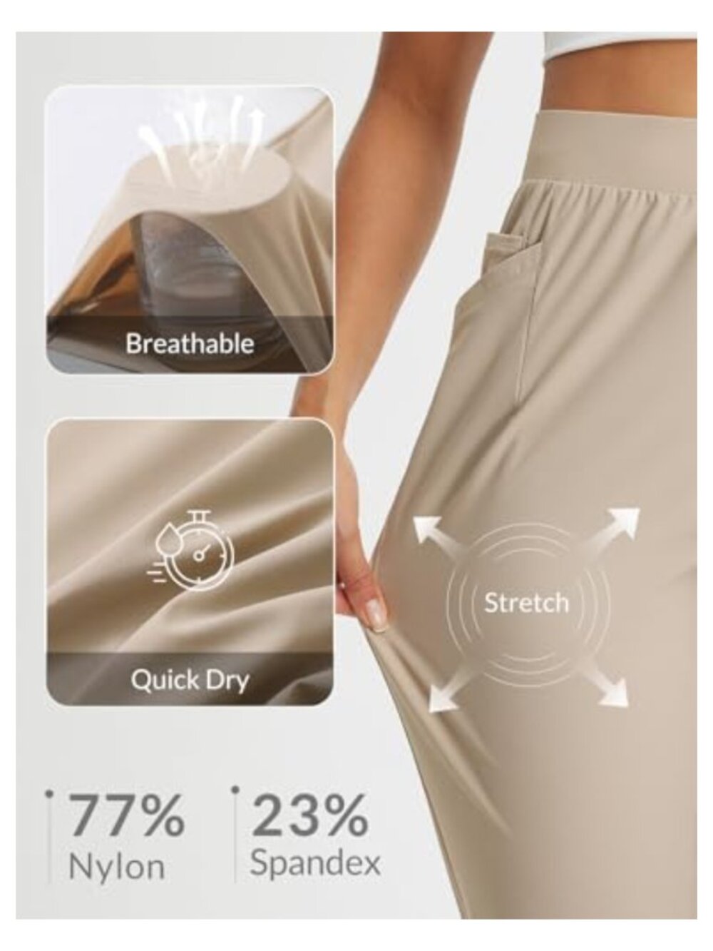 Women's Stretchy Travel Pants with Zipper Pockets Business Casual Slacks Golf - Picture 2 of 6